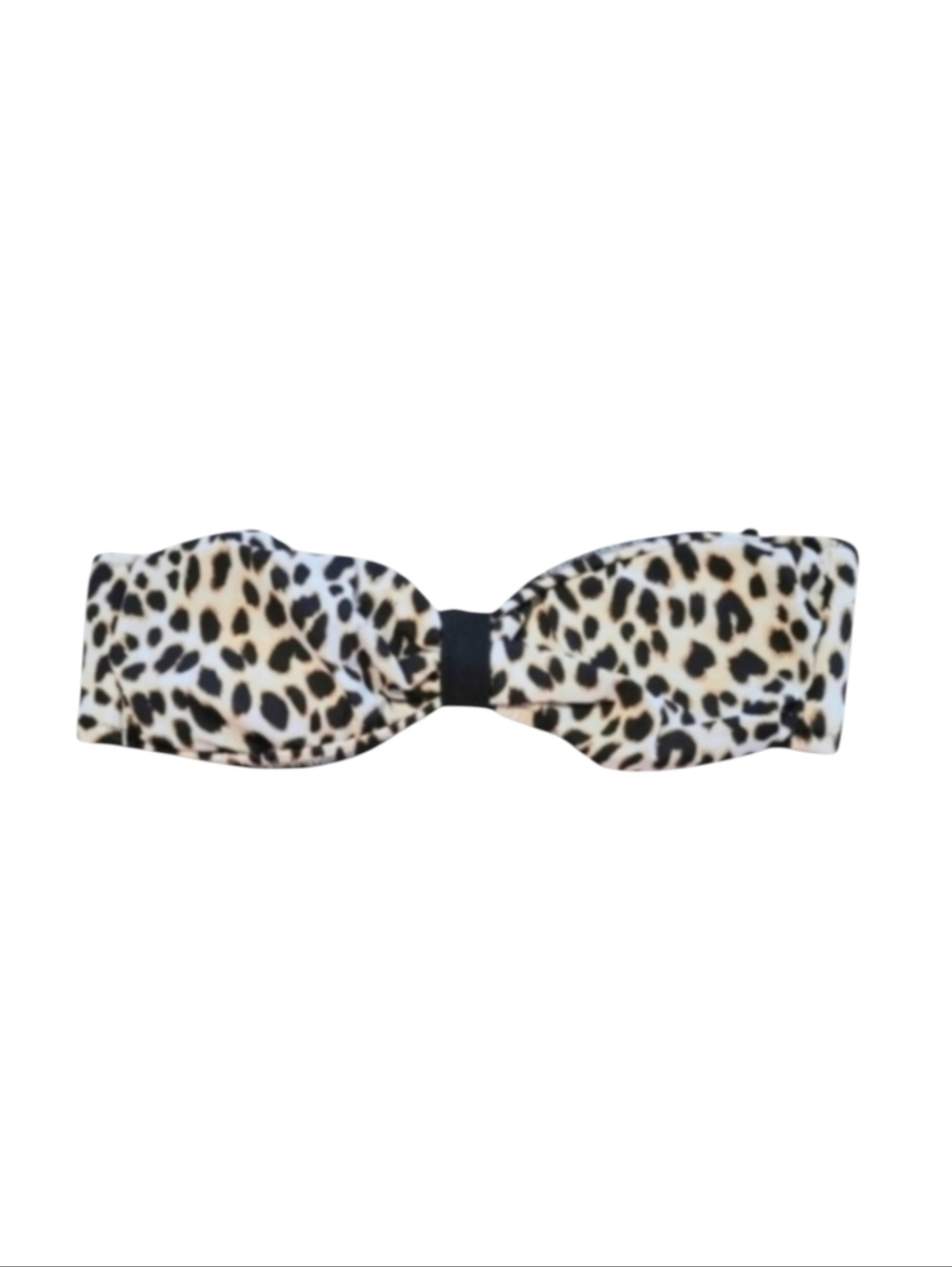 PINK Victoria's Secret Leopard & Black Bandeau Strapless Bikini Top Size Small